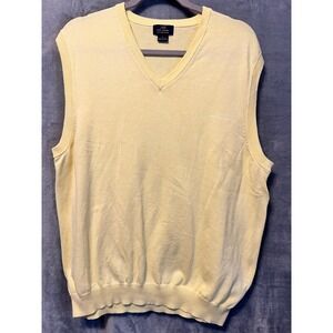 Brooks Brothers 346 Mens Large Yellow‎ V Neck Supima Cotton Sweater Vest
